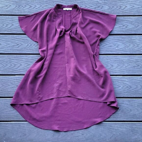 💙3 for $30💙 Ro & De Plum High-Low Flutter Sleeve Blouse - Picture 1 of 7